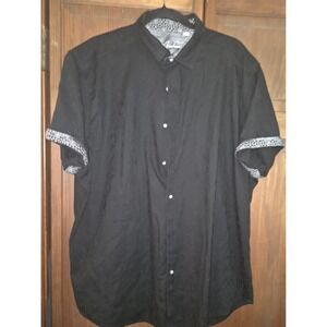 Robert Graham Men's 3XL Black Short Sleeve Button Down Shirt With Paisley Cuffs